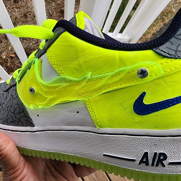 **CUSTOM** Nike Air Force One low ~ Cement Volt BLACK FRIDAY SALE - Picture 15 of 16